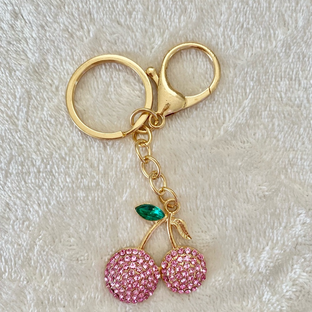 Coach inspired Cherry Bling + Gold Bag Charm - NEW - Picture 2 of 3